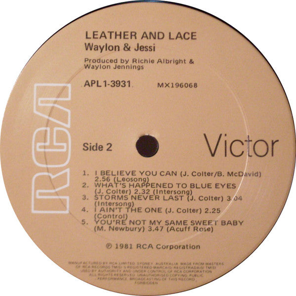 Waylon Jennings, Jessi Colter – Leather And Lace LP vinyl record, image 4 of 4