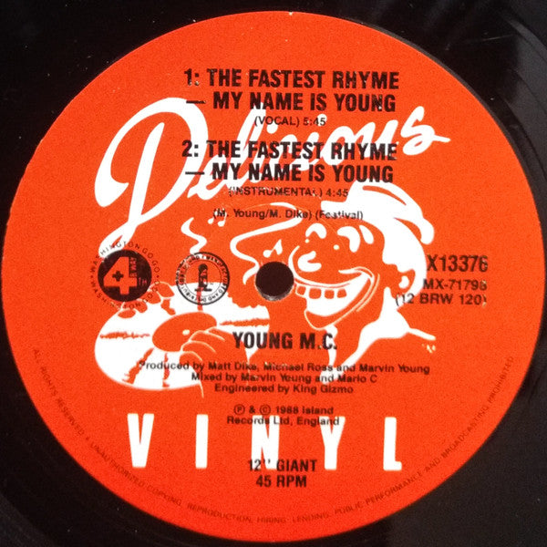 Young MC – Know How / The Fastest Rhyme 12" vinyl record, image 2 of 3