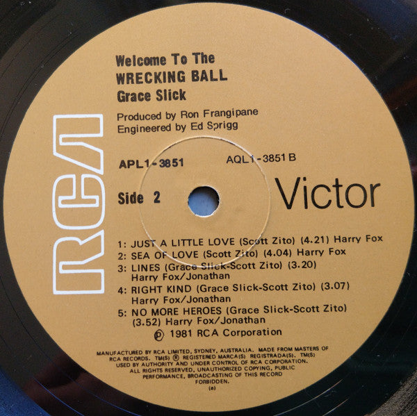 Grace Slick – Welcome To The Wrecking Ball! LP vinyl record, image 6 of 6