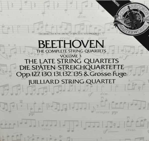 Ludwig van Beethoven, Juilliard String Quartet – The Complete String Quartets Volume 3, The Late String Quartets = Die Späten Streichquartette Opp. 127, 130, 131, 132, 135 & Grosse Fuge (4xLP) LP vinyl record, image 3 of 5