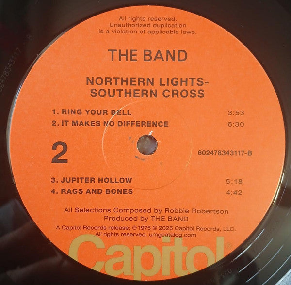 The Band – Northern Lights-Southern Cross LP vinyl record, image 5 of 5