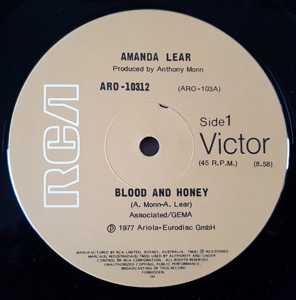 Amanda Lear – Blood & Honey 12" vinyl record, image 3 of 4