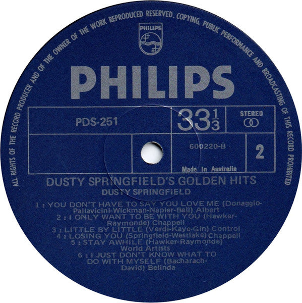 Dusty Springfield – Dusty Springfield's Golden Hits LP vinyl record, image 4 of 4