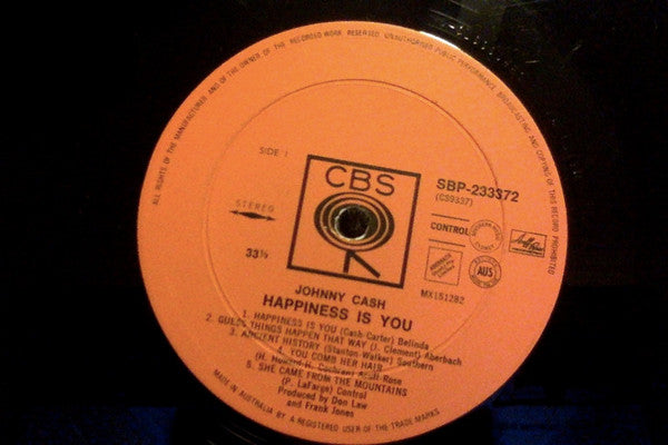 Johnny Cash – Happiness Is You LP vinyl record, image 4 of 4