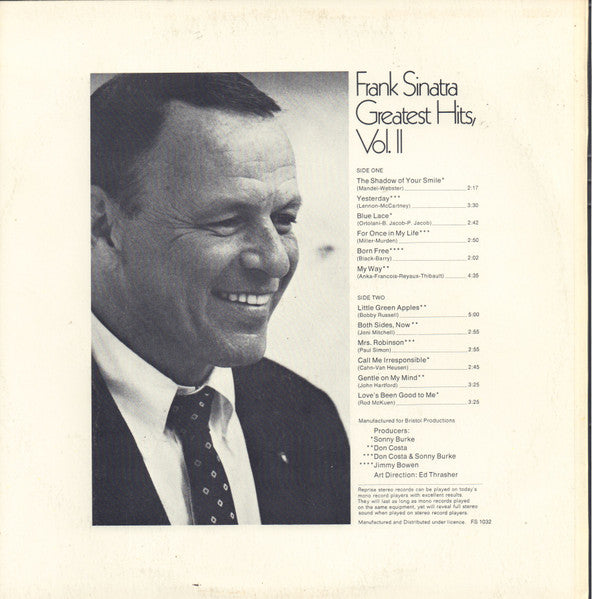 Frank Sinatra – Greatest Hits, Vol. II LP vinyl record, image 2 of 4