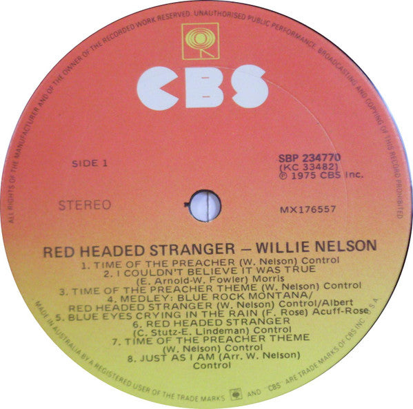 Willie Nelson – Red Headed Stranger LP vinyl record, image 3 of 4