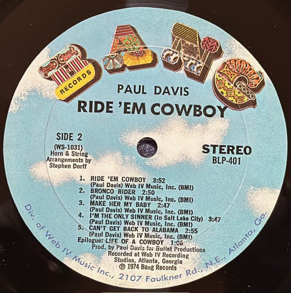 Paul Davis – Ride 'Em Cowboy LP vinyl record, image 5 of 7