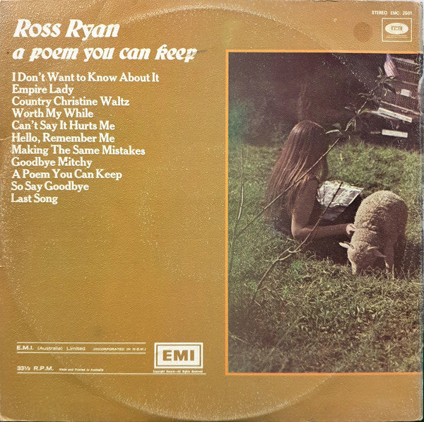 Ross Ryan – A Poem You Can Keep LP vinyl record, image 4 of 6