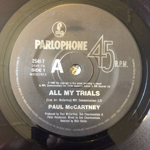 Paul McCartney – All My Trials 7" vinyl record