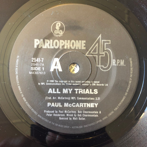 Paul McCartney – All My Trials 7" vinyl record