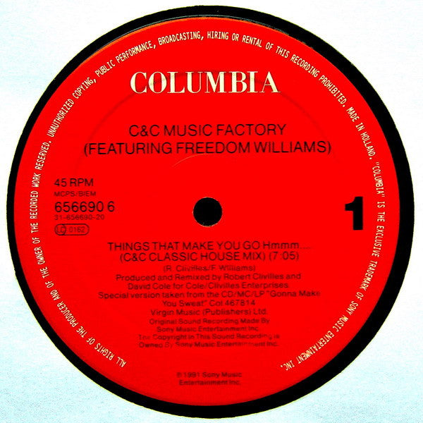 C + C Music Factory, Freedom Williams – Things That Make You Go Hmmm... 12" vinyl record, image 3 of 4
