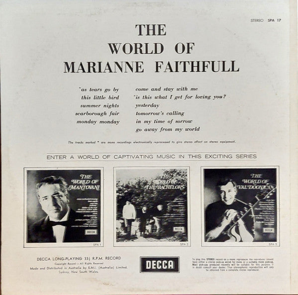 Marianne Faithfull – The World Of Marianne Faithfull LP vinyl record, image 2 of 4