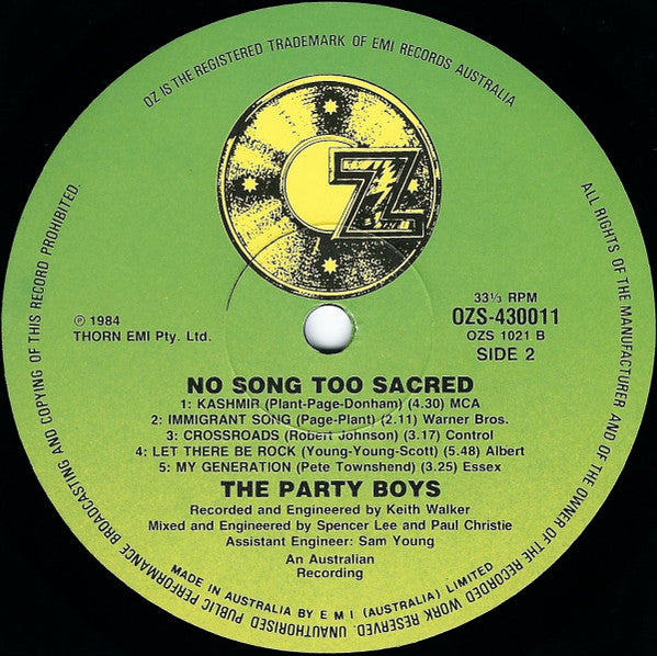 The Party Boys – No Song Too Sacred LP vinyl record, image 4 of 6