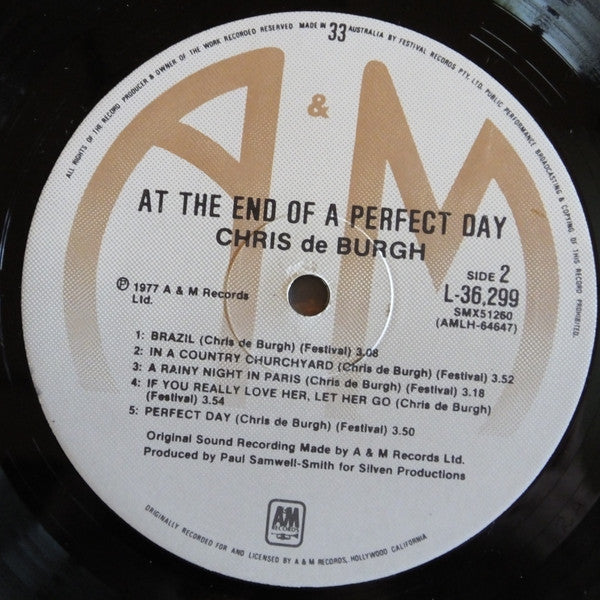 Chris de Burgh – At The End Of A Perfect Day LP vinyl record, image 9 of 9