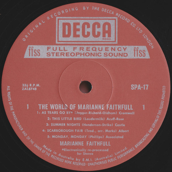 Marianne Faithfull – The World Of Marianne Faithfull LP vinyl record, image 3 of 4
