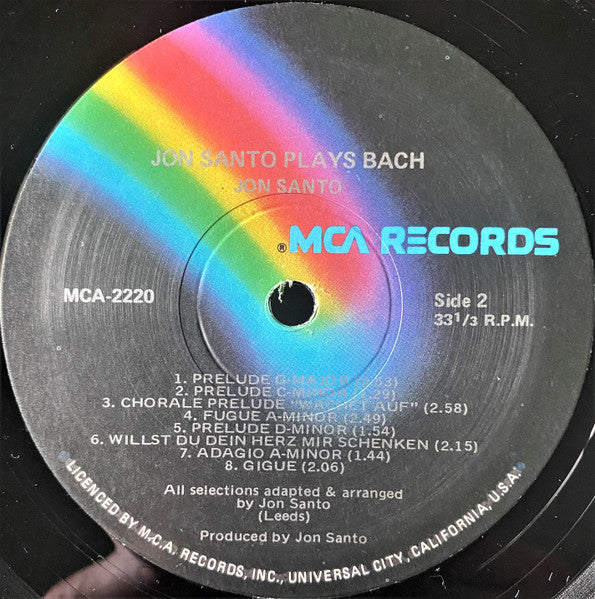 Jon Santo – Jon Santo Plays Bach (Synthesized Electrons) LP vinyl record, image 4 of 4