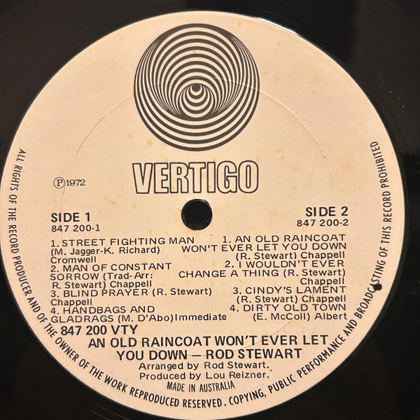Rod Stewart – An Old Raincoat Won't Ever Let You Down LP vinyl record, image 4 of 4