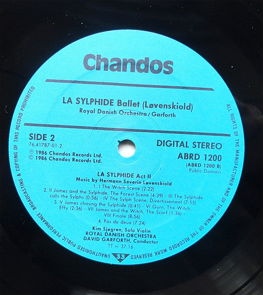 Hermann De Løvenskiold, Det Kongelige Kapel, David Garforth – Music For The Bourneville Ballet La Sylphide LP vinyl record, image 5 of 5
