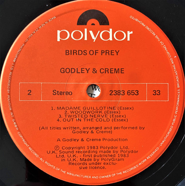 Godley & Creme – Birds Of Prey LP vinyl record, image 6 of 6