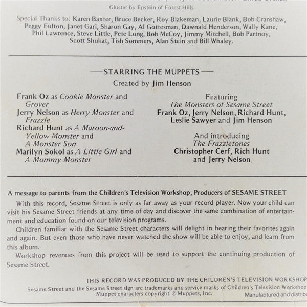 The Monsters Of Sesame Street – A Musical Monster-osity LP vinyl record, image 4 of 6