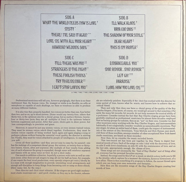 The Ray Charles Singers – Moods Of Love (2xLP) LP vinyl record, image 3 of 8