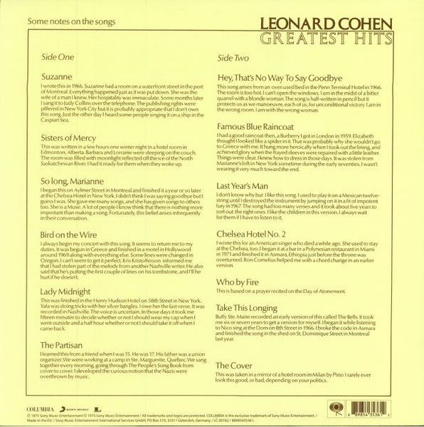 Leonard Cohen – Greatest Hits LP vinyl record, image 2 of 10