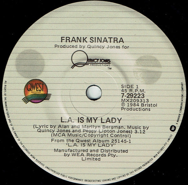 Frank Sinatra – L.A. Is My Lady 7" vinyl record, image 3 of 4
