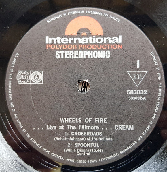 Cream – Wheels Of Fire - Live At The Fillmore LP vinyl record, image 3 of 4