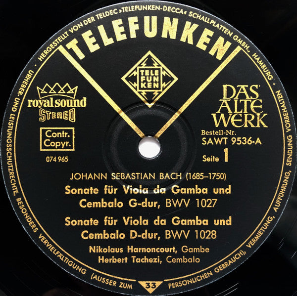Johann Sebastian Bach – Gambensonaten, Triosonate G-dur Um 1720 LP vinyl record, image 7 of 8