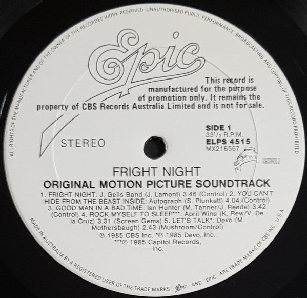 Various – Fright Night (Original Motion Picture Soundtrack) LP vinyl record, image 3 of 4