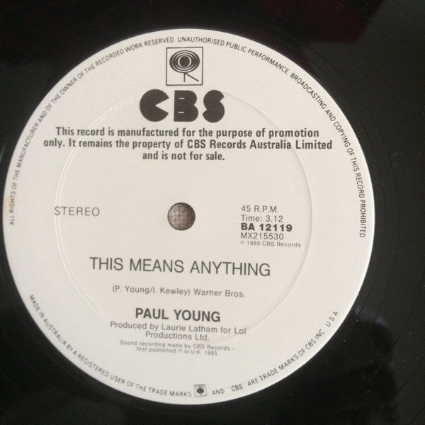 Paul Young – Every Time You Go Away (Extended Remix Version) 12" vinyl record, image 4 of 4