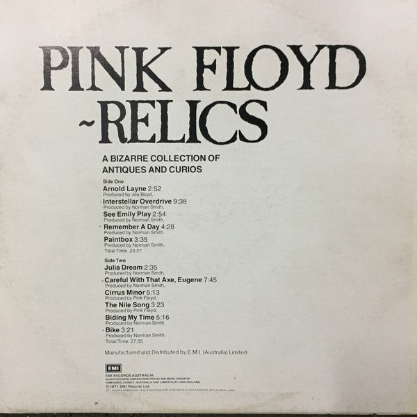 Pink Floyd – Relics (A Bizarre Collection Of Antiques And Curios) LP vinyl record, image 2 of 4
