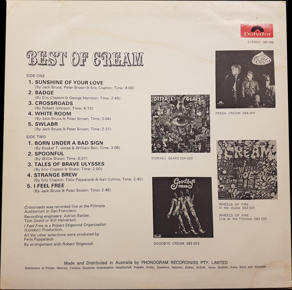 Cream – Best Of Cream LP vinyl record, image 2 of 4
