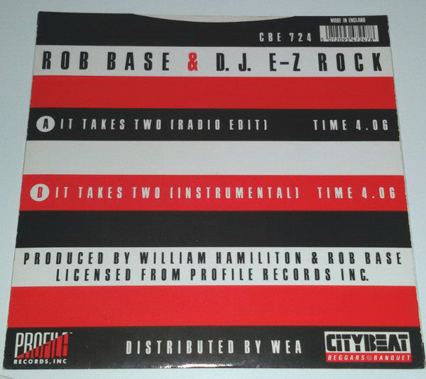 Rob Base & DJ E-Z Rock – It Takes Two 7" vinyl record, image 2 of 2