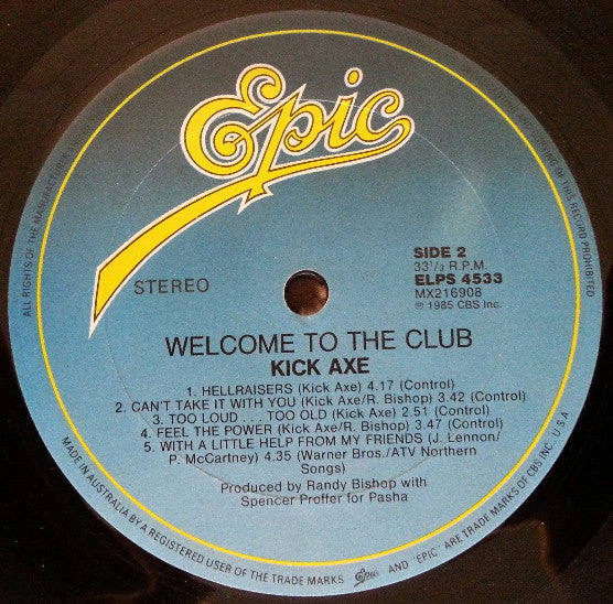 Kick Axe – Welcome To The Club LP vinyl record, image 6 of 6
