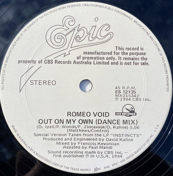 Romeo Void – Say No 12" vinyl record, image 4 of 4