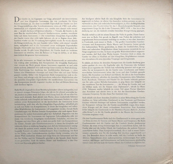 Johann Sebastian Bach – Gambensonaten, Triosonate G-dur Um 1720 LP vinyl record, image 2 of 8