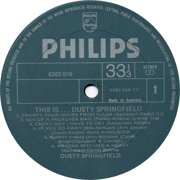 Dusty Springfield – This Is.... Dusty Springfield LP vinyl record, image 3 of 4