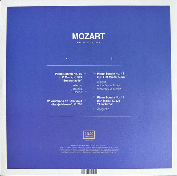 Wolfgang Amadeus Mozart – The Piano Works LP vinyl record, image 2 of 2