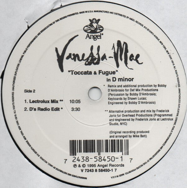 Vanessa-Mae – Toccata & Fugue In D Minor 12" vinyl record, image 3 of 3