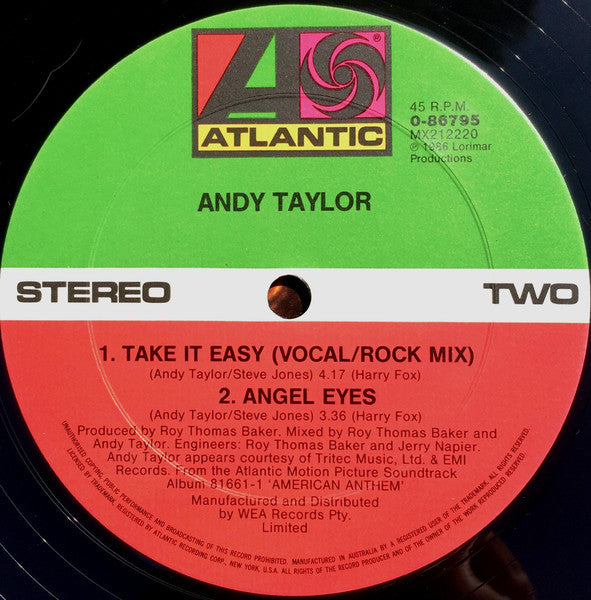 Andy Taylor – Take It Easy 12" vinyl record, image 4 of 4