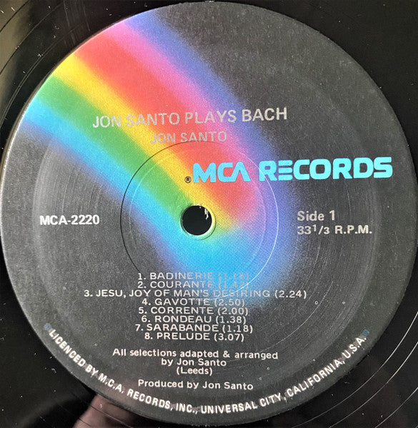 Jon Santo – Jon Santo Plays Bach (Synthesized Electrons) LP vinyl record, image 3 of 4
