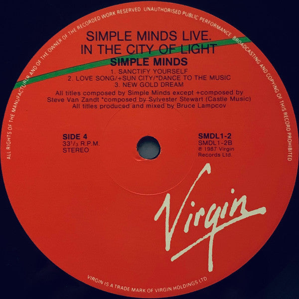 Simple Minds – Live In The City Of Light (2xLP) LP vinyl record, image 9 of 9