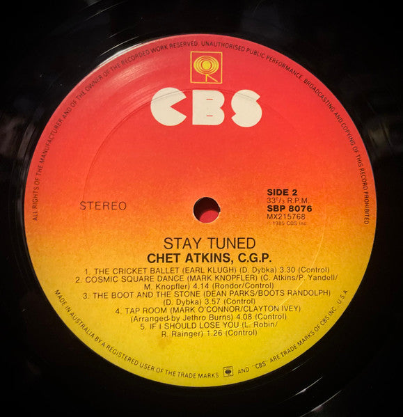 Chet Atkins – Stay Tuned LP vinyl record, image 4 of 4