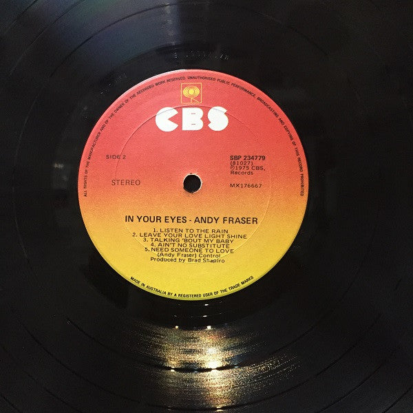 Andy Fraser – ...In Your Eyes LP vinyl record, image 4 of 4