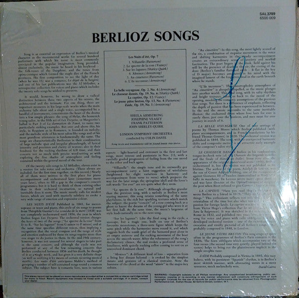 Hector Berlioz – Complete Songs With Orchestra Including „Les Nuits D’Été” LP vinyl record, image 2 of 10