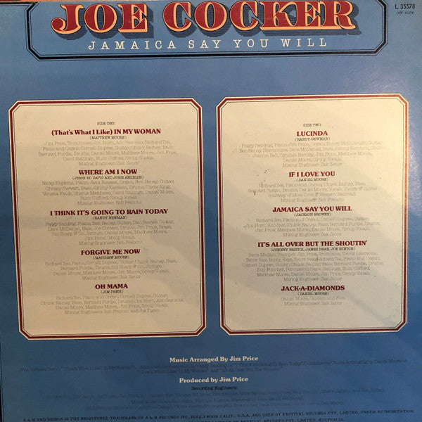 Joe Cocker – Jamaica Say You Will LP vinyl record, image 4 of 8