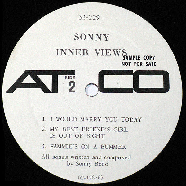Sonny Bono – Inner Views LP vinyl record, image 4 of 4