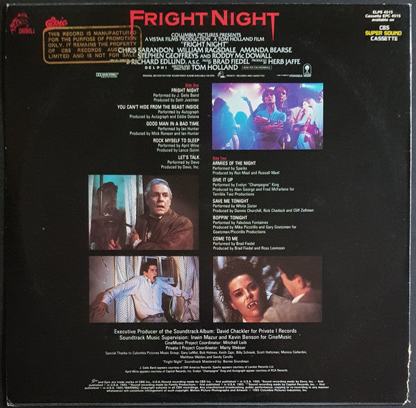 Various – Fright Night (Original Motion Picture Soundtrack) LP vinyl record, image 2 of 4