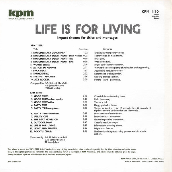 Various – Life Is For Living LP vinyl record, image 2 of 4